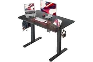 Cubiker Standing Desk Height Adjustable Electric Desk, 100 * 60cm Stand up Table, Sit Stand Home Office Desk with Splice Board, Dark Black