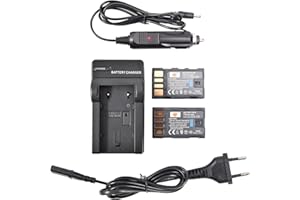 DSTE® Lot de 2 Batteries de Rechange et Chargeur de Voyage DC36E compatibles avec JVC BN-VF808U GZ-MG130 GZ-MG131 GZ-MG132 GZ-MG133 GZ-MG134 GZ-MG135 GZ-MG148 GZ-MG150 GZ-MGG150 GZ-MGGGGG150