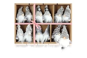 ‎COM-FOUR com-four® 12x Premium Weihnachtsbaum-Anhänger Wichtel - Wichtelfiguren-Anhänger als Geschenkanhänger - schwedisch-skandinavische Deko-Trolle