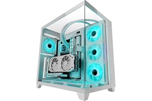 MARS GAMING MARSGAMING MC-3C, Case Gaming ATX, Vista Panoramica 3D Triplo Vetro Temperato, Design a Doppia Camera Laterale, Supporto Completo per Raffreddamento a Liquido, Semitorre PC Gestione dei Cavi, Bianco