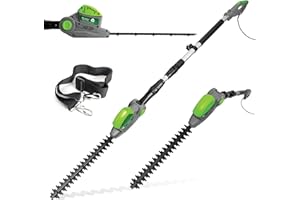 Gracious Gardens Corded Extendable Pole Hedge Trimmer 550W 2.5M Telescopic Hedge Trimmer Long Reach Hedge Cutter with 4 Position's, 10m Cable and Shoulder Strap Included
