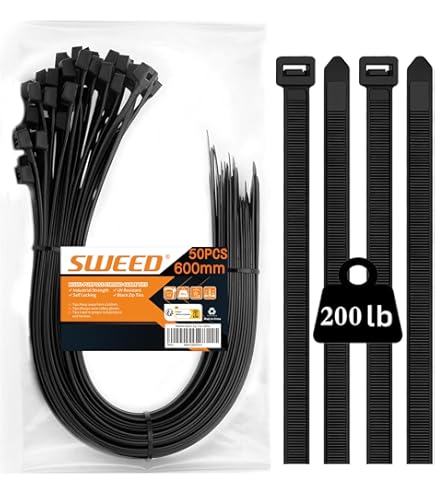 10-Pack Extra Large Cable Zip Ties - 40 Inch Heavy Duty UV Resistant Nylon Ties