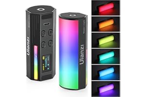 Ulanzi Handheld Light Wand, 360° RGB Led Video Light, 2000Mah Rechargeable Mini Light Stick, 2500-9000K Dimmable Camera Light W LCD, Support Magnetic Attraction, Black, (2637-Ca10)