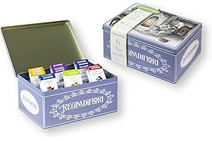 Regina di Fiori - Confezione Regalo con Tè, Infusi e Tisane. 6 Gusti Assortiti, 30 Filtri, in Latta Decorata