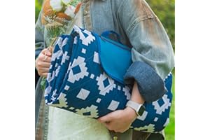 OESSUF Manta de Picnic Impermeable de 200 x 200 cm, Extra Grande, de 3 Capas, Manta de Playa para Acampar al Aire Libre, Lavable a máquina, Plegable, Color Azul