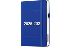 GOLDAYPLN Agenda académique 2025-2026 2025 à juin 2026 une page par jour de juillet 2025 à juin 2026 avec onglets mensuels colorés - Couverture rigide avec poche intérieure, marque-page (bleu)