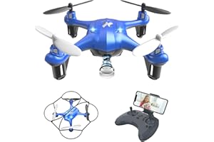 ATOYX AT-96 Drone avec Caméra HD FPV Drone Enfant WiFi Hélicoptère Télécommande avec Mode sans Tête, Maintien d'Altitude, 360°Flips, Mini Cadeau et Jouet pour Enfant ou Débutant - Bleu