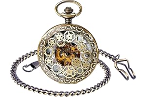 SUPBRO Orologio da Tasca Antico con Catena in Acciaio Orologio da taschino per uomo Donna con catena Ingranaggio