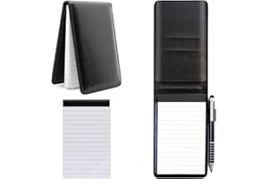 FINEASY A7 Bloc Notas de Cuero PU, Libreta Pequeña de Bolsillo con Bolígrafo de Metal y Blocs de Notas de Repuesto, Libreta de Bolsillo para Escuela Hogar Oficina (Negro)