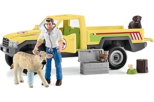 Schleich 42503 Visite du vétérinaire à la Ferme, dès 3 Ans, Farm World - Coffret, 29 x 11 x 23 cm