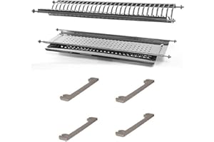 IDOR STORE Scolapiatti in Acciaio Inox di lunghezza variabile da 84 a 87 cm con supporti laterali