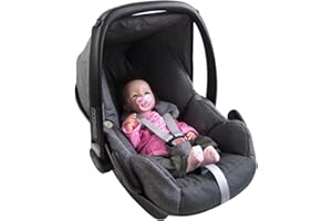 BAMBINIWELT Bezug Ersatzbezug kompatibel mit Maxi-Cosi Pebble für Babyschale 5-tlg Komplett-Set (meliert grau-dunkelgrau)