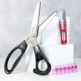 PADUNE&reg; 7 mm Wave Scissors + Thread Cutter + Sewing Tweezers for Fabric | Serrated Scissors Sewing Stainless Steel for Fabric