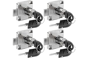 Litensh 4PCS Nockenschloss mit Schlüssel gleich, Sicherheit Schrankschloss Schubladenschloss Möbelschloß Möbelschloss Aufschraubschloss für Möbel Schrank Briefkasten Schublade Haushalt Büro Silber