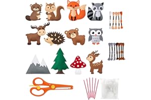 JILSKL Filz Set Anfänger Kinder, Filz Bastelset Kinder, Diy Tierformen Filz, Nähen Filz Kinder, Filz Näh Bastelset, Geeignet Für Kinderhandarbeiten, Geburtstagsgeschenke, Weihnachtsschmuck, Nähanfänger