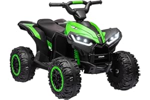 HOMCOM 12V Electric Quad Bike for Kids Ride On Car ATV Toy, with Forward Reverse Functions, LED Lights, Music, for Ages 3-5 Years - Green