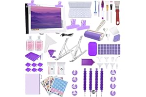 Lenxnmy 161pcs All-Inclusive Diamond Painting Tool Set Diamond Art Accessories Kit with A4 Diamond Painting Light Pad,Diamond Art Sealer Glue,Diamond Correction,Pens Storage Box for DIY Craft