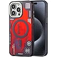 YOUNGKIT Magnetic Phone Case for iPhone 15 Pro Case丨Luminous quicksand丨Compatible with MagSafe丨Aluminum Alloy Camera Frame丨Translucent Matte Hard Shell丨CyperPunk Series- Orange Titanium