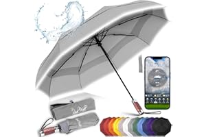 Royal Walk Ombrello Pieghevole Antivento Da Pioggia Compatto E Forte Lussuoso Vero Manico Di Legno Ombrello Portatile Automatico Aperto Chiuso Resistenti Ventilato Doppio Baldacchino Per Uomo e Donna…