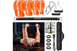 DASKING Przenośny zestaw do treningu siłowego 500 lbs, 4 taśmy oporowe dla mężczyzn i kobiet, do kompresji klatki piersiowej, martwego podnoszenia i przysiadów (czarne)