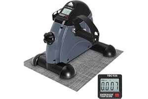 EVOLAND Under Desk Bike Pedal Exerciser Leg Pedal Machine with Handle LCD Display, Sit Down Exercise Equipment for Home and Office Fitness Training