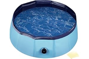 Fudajo Hundepool 80 x 30 cm rutschfestes Hundeplanschbecken, Hundeschwimmbad faltbar aus PVC, Hundebadewanne mit verstärkten Kanten, tragbarer Pool für Hunde