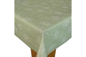 Karina Home Megan Wipe Clean Tablecloth Vinyl PVC (Sage Green, 200cm x 140cm)