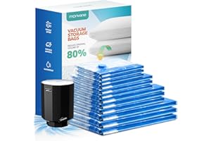 MONVANE Bolsas de Vacío Rpa con Bomba de Aire Eléctrica, 12 Piezas (3L, 3M, 3S, 3XS) Bolsa de Compresión Ahorro Espacio con Cierre de Cremallera Doble, Bolsas Guardar Ropa Aspiradora para Casa y Viaje
