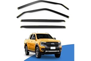 EdgeVisors Wind Deflectors | Fits: Ford Ranger MK4 (2023-onwards) 4 Door Pickup 4pc Set | In-Channel Rain Guards for Wind, Rain & Sun Protection, Easy Installation - Tinted