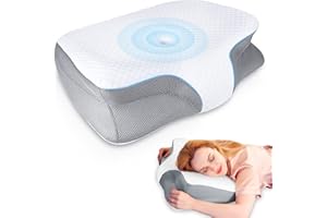 ‎SAHEYER SAHEYER Orthopädisches Kissen aus Memory Foam, Nackenstützkissen Kopfkissen Seitenschläferkissen, Ergonomisches Schlafkissen für Seiten, Rücken & Bauchschläfer 50 x 28 x 10.1/5.8cm