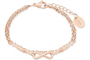 s.Oliver Armband 925 Sterling Silber/Edelstahl für Damen, Armschmuck, mit Zirkonia synth., Infinity, Kommt in Schmuck Geschenk Box
