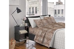 Il Gruppone Passione Casa Completo Letto Lenzuola Matrimoniale,100% Cotone, Set letto, Lenzuolo Sopra, Sotto e Federe 2 Piazze - (Leopardato)
