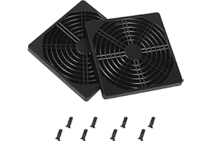 GELRHONR Ventilateur PC Filtre Grille 12 x 12 cm, Filtre à Poussière en PVC Noir 122 mm Filtre de Ventilateur d'ordinateur avec vis - Noir (12CM)