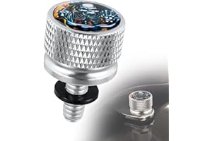 YHTIMIOX Seat Bolt Screw Knurled Stainless Steel Seat Bolt for Harley Road King Road Glide Road Glide Ultra Street Glide Fat Bob Cvo Road Glide 1996-2023 (CHROME,Flame Skull B)