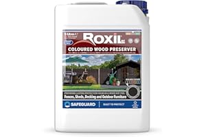 Roxil Lasure Préventive Bois 5L – Ébène – Intérieur & Extérieur – Protection Contre Pourriture, Champignons, Larves & Termites