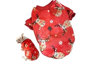 Valicaer Dog Christmas Outfit,Warm Pet Clothes Suit Xmas Pet Christmas Reindeer Costumes Cat Pajamas Winter Jumpers Coat Red Dog Cotton Jumpsuit Christmas Dog Sweatshirt for Small Medium Puppy Cats
