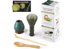 ADMYGO Matcha Kit 4 pezzi Matcha Set, Kit Matcha, include frusta Matcha in resina, cucchiaio tradizionale, cucchiaio da tè, supporto per frusta Matcha, il set perfetto per preparare una tazza, Blu sfumato