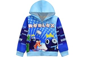 TBNRFRAGS Rainbow Friends - Sudadera con capucha de manga larga para niños, con cremallera, color azul fresco, linda sudadera con capucha para juegos de YouTube
