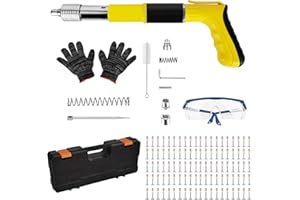 YHNDECO Pistola de uñas, dispositivo de disparo con 100 clavos redondos, 5 velocidades, mini pistola de clavos, pistola de clavos para uñas portátil, silenciador ajustable, acero y hormigón