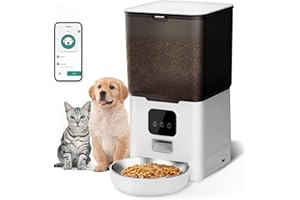 AILRINNI Distributore Automatico Cibo Gatti Cani 6L - 2.4G WiFi intelligente Distributore di Crocchette per Animali Domestici, Controllo APP con 10S Registrazione, Orari di Mangiatoia Personalizzati