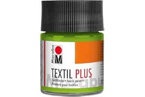 Marabu-Textil Plus Tejidos Oscuros (Cobertura Completa, Adecuada para Pinturas impresión de Tela, Resistente al Lavado hasta 40 °C, 50 ml, reseda, Color Verde Claro, (Paquete de 1) (17150005061)