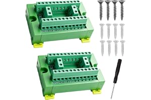 Youmile 2 stycken strömdistributionsplatta strömfördelningsmodul, 10 A/300 V 2 x 12 strömfördelarkort, 12–24 AWG, DIN-skenmon