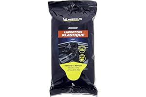 MICHELIN 008897 28 Lingettes Nettoyantes Plastiques Mats Voiture, Nettoie, Rénove et Protège, Tableaux de bord, Garnitures, Pare-chocs, 100% Viscose