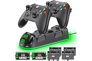 OIVO Cargador Xbox Mando con 2 x 4800 mWh Baterías para Xbox Series/One X/S/Elite, Base de Carga para Xbox con Baterías Recar