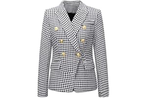 BAIXIAOCHI Chaqueta De Mujer OtoñO E Invierno Traje PequeñO Traje De Pata De Gallo Chaqueta Corta De Doble Botonadura