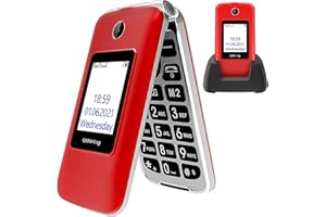 uleway Teléfono Móvil para Personas Mayores con Tapa, Teclas Grandes, Pantalla de 2,8 + 1,8 Pulgadas, SOS Botones, Cámara, Fácil de Usar Telefonos Basicos para Ancianos (Navidad Rojo)