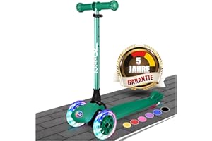 ‎KINNAZ kinnaz ONE, Premium Roller Kinder 3 Jahre, faltbar, 5 Höhen, LED Räder, Ersatzteilservice, verbesserte Griffe und Bremse, UVM Kinderroller ab 2 3 4 5 Jahre, Scooter von Deutscher Händler