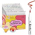 Arrtx 120 Colors Acrylic Paint Pens, Paint Markers Paint Pens for Artists Adults Coloring Drawing Cartoon Anime Comic - Brush Tip for Rock Painting, Wood, Canvas, DIY Crafts Making Art Supplies