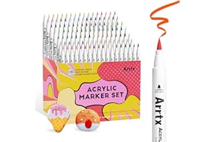 ‎ARRTX Arrtx Akrylowe pisaki malarskie, pisaki malarskie, pisaki dla artystów, dorosłych, do kolorowania, rysowania, kreskówki, anime, komiks, końcówka pędzla do malowania skalnego, drewna, płótna