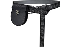 HiiFeuer Cintura medievale in rilievo con marsupio in rilievo nordico, cintura in similpelle vintage e tasca laterale per LARP